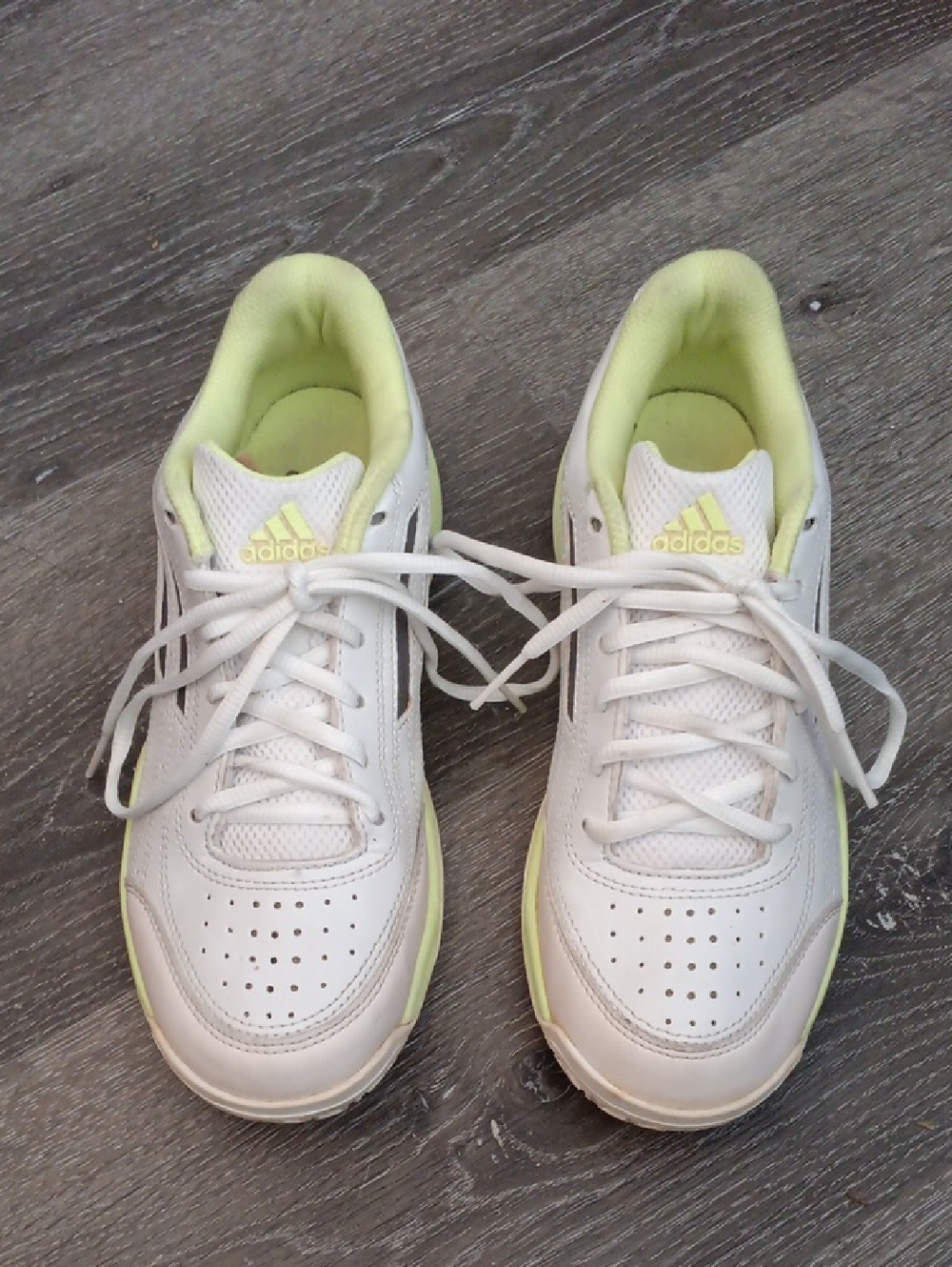 adidas White Sneakers with Yellow-Green Lining